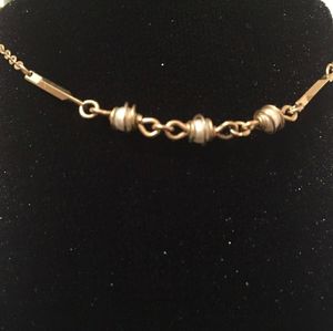 Anklet vintage faux pearl with gold tone chain